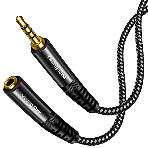 Headphone Extension Cable 3 ft, 4 Pole Nylon Braid 3.5mm TRRS Male to Female Lossless Stereo Audio Adapter Extension Cable for Tablet/PC/ PS4 and More (3FT/1M) - size: 3 ft