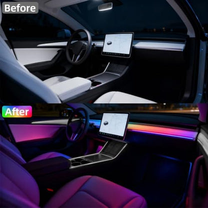 Acrylic Interior Car LED Lights with Remote and Wireless APP, Ambient Lighting Kits Fiber Optic Strip LEDs,16 Million Colors Music&DIY Function (1 in 1) - size: 1 IN 1
