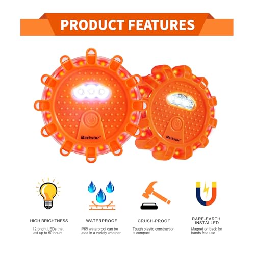 6-Pack LED Road Flares, Rechargeable roadside emergency kit - size: 6 Pack Parts