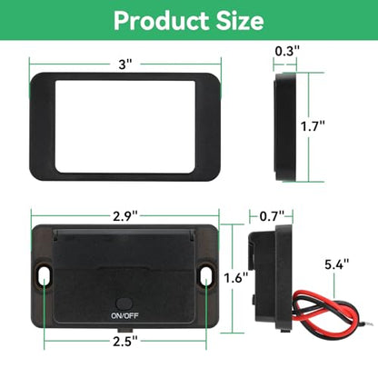 2 Pack 78W 12V USB Outlet Panel Wall Mount with Blue Voltmeter Dual 36W PD & Dual 18W QC3.0 Car USB Port Lightweight 12V USB Charger with ON/Off Switch - size: Pack of 2 with 4 Port / 78W