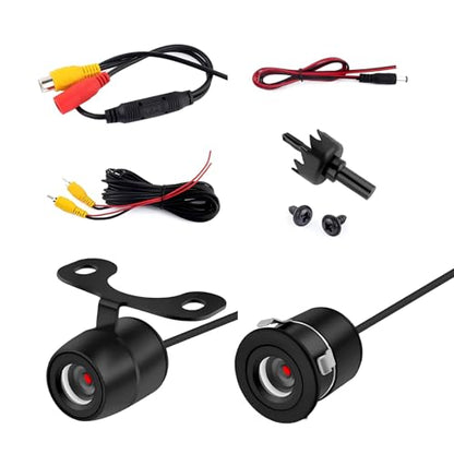 Car Reversing Camera, 170 Degrees HD Wide-Angle Rear View Camera with Bracket Wire Harness, IP68 Waterproof Night Vision Reverse Assist Tool, Universal for Most Vehicles (Black)