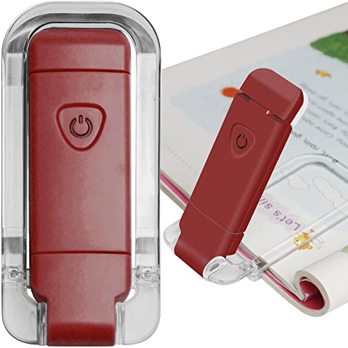 EGWASER Book Light for Reading in Bed, USB Rechargeable Clip on Book Lights, 3 Brightness Adjustable Dimmable Bookmark Light for Eye-Protection, Reading Lamp for Bookworms, Travel (Red) - color: 1-Pack Red