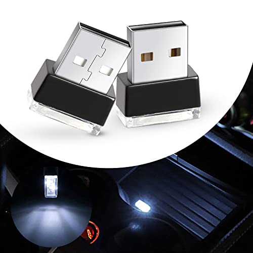 Ouzorp 2 Pcs Mini USB LED Light, Car LED Interior Lighting DC 5V Smart USB LED Atmosphere Light Laptop Keyboard Light Home Office Decoration Night Lamp,white - color: white