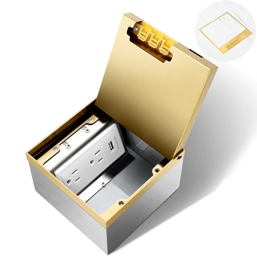 Recessed Flat Hidden Socket Kit,Recessed Floor Outlet with - color: Gold, size: TR+USB