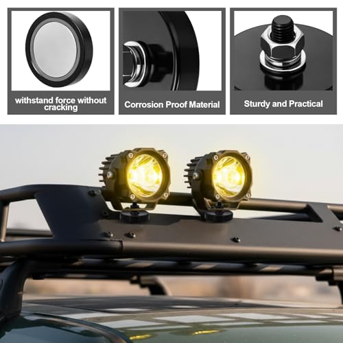 Flutesan 4pc Strong Round Mounting Magnet with Bolt, 1.42"-110lb-M6 Black - color: Black, size: 1.42in-90lb-M6