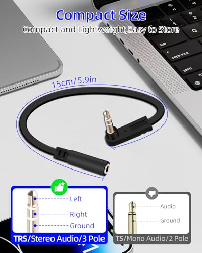 3.5mm Flat Extension Audio Cable,90 Degree 3.5mm Male to Female Flat Headphone Jacks Audio Cable for Car Audio Systems,Home Speakers,Phones,2Pack(0.15M/0.49FT) - style: 90 degree male to female