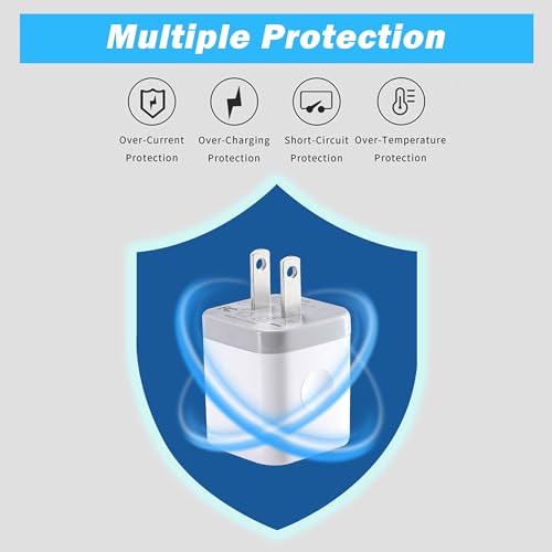 USB Charger Block, 4Pack 2.1A Dual Port USB Wall Charger Plug Power Adapter - color: White