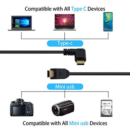Duttek Mini USB to USB C Cable, Right Angled USB C to Mini USB Male to Male Converter Cable Cord for Digital Camera and More 9.5inch/25cm