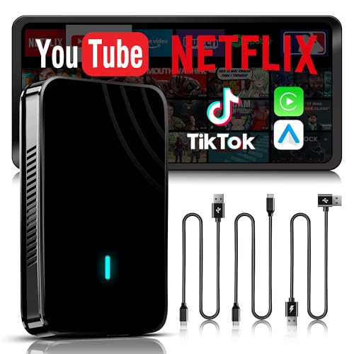 Wireless CarPlay & Android Auto Adapter, Supports for Netflix/YouTube, AI Box Carplay, Drivechat with AI Skills, Dual WiFi, Bluetooth, Fits for OEM Wired CarPlay Cars - color: Satin Black