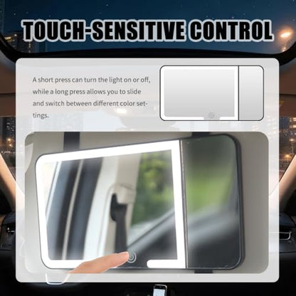 Car Mirror Vanity with 5X Magnification,Touch Control Car Sun Visor Vanity Mirror with 3 Light Modes,Rechargeable LED Mirrors for Cars with Long Battery Cars Interior Accessories
