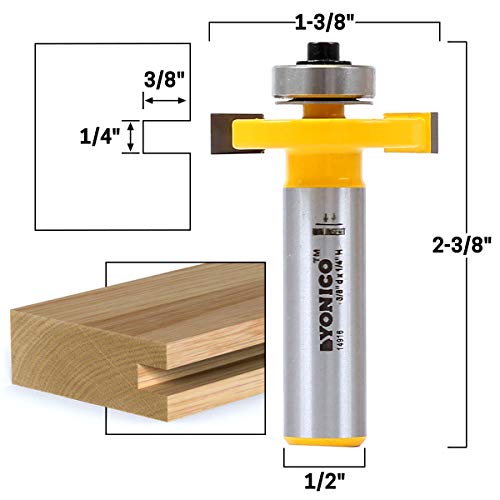 YONICO Router Bits Slot Cutter 1/4-Inch 1/2-Inch Shank 14916 - style: 1/4" Height X 3/8" Depth - 1/2" Shank