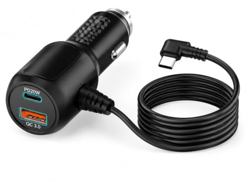 VASTHOME PD 20W USB-C Car Charger for Garmin GPS & Dash Cam, Camera, 6.56FT - color: Black-USBC