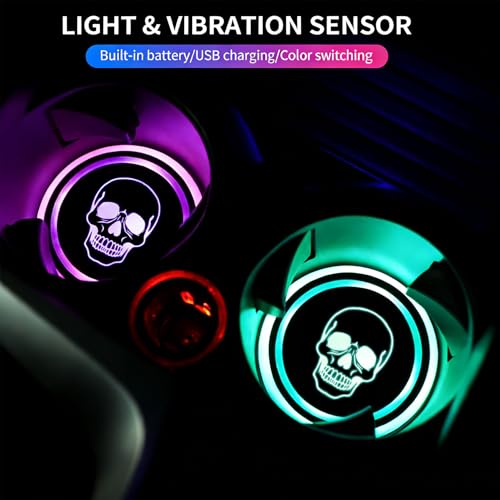 2Pcs Heart Dog Paw LED Car Cup Holder Coasters 7 Colors Lights Up Cups - color: Paw With Heart