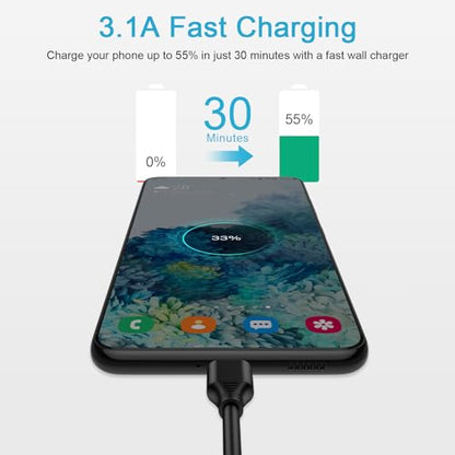 2.5ft Coiled Fast Charging Cable Phone Charger for Samsung Galaxy S26+ S26 - color: black