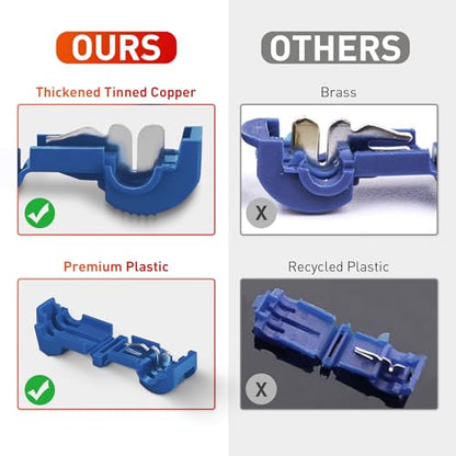 Nilight 120PCS/60 Pairs Blue T-Tap Quick Splice Disconnect Wire Terminals - size: 120Pcs 16-14AWG