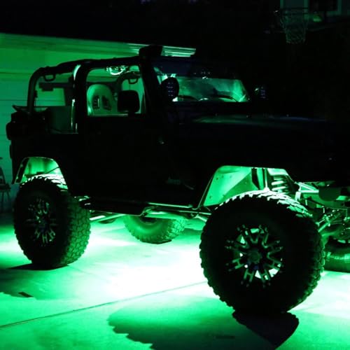 6 Pods LED Rock Lights, Ampper Waterproof LED Neon Underglow Light for Car Truck ATV UTV SUV Offroad Boat Underbody Glow Trail Rig Lamp (Green) - color: Green, size: 6 Pods