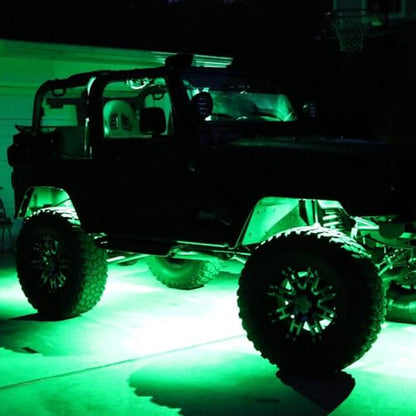 6 Pods LED Rock Lights, Ampper Waterproof LED Neon Underglow Light for Car Truck ATV UTV SUV Offroad Boat Underbody Glow Trail Rig Lamp (Green) - color: Green, size: 6 Pods
