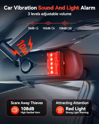 Car Anti-Theft Vibration Alarm, ELECTOP 108dB Automobile Vibration Sound & Light Alert, Wireless Remote Car Alert Automotive Warning Interior Safety Light - color: 2 Alarm(1 Remote)