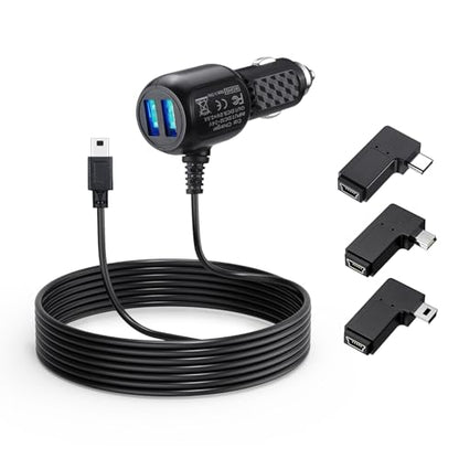 Mini USB Dash Cam Power Cord for Rove R2-4K, Car Charger for Rexing Camera