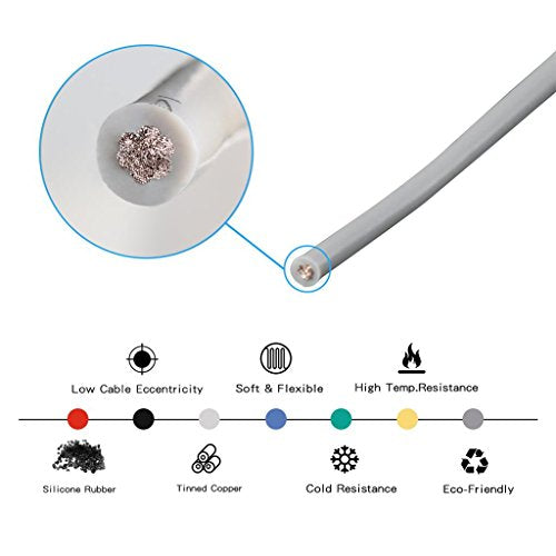 BNTECHGO 14 Gauge Silicone Wire Gray 40ft Stranded Tinned Copper Wire - color: Gray, size: silicone wire 40ft