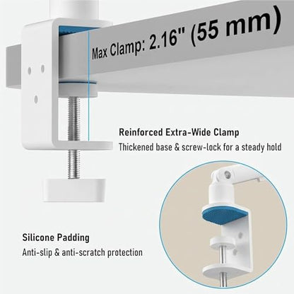 iPad Holder For Desk, Adjustable Tablet Arm iPad Desk Mount with C-Clamp - color: White, size: 15.6" Slim Clamp