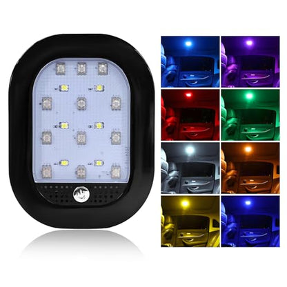 자동차 내부 천장 지붕 조명, 8가지 색상 USB 충전식 차량 돔 조명 18LED 램프, 버튼 스위치 포함, 범용 마그네틱 무선 돔 램프 자동차 트럭 RV 캠핑카용 (블랙) - color: 8가지 색상 라이트, 블랙