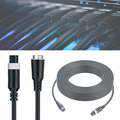 EKYLIN 65FT 20M Car Video Extension Cable 4Pin Aviation for CCTV Rearview Camera Truck Trailer Camper Bus Motorhome Vehicle Backup Monitor Waterproof Shockproof System - size: 65 ft