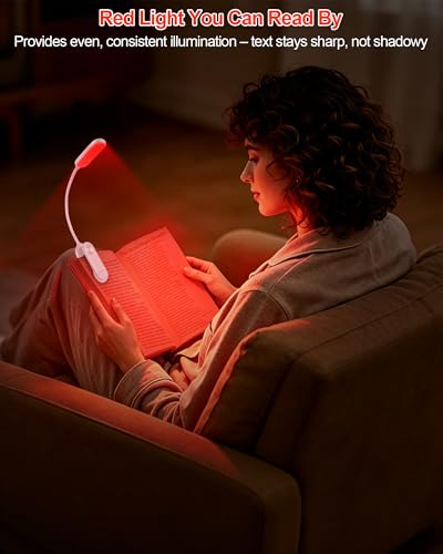 630nm Red Book Light for Reading at Night - Zero Blue Light, Dimmable Reading Lights for Books in Bed, LED Book Lamp Clip on, Gift for Students Parents Nurse Studying Travel (1 Pack) - size: White-1 Pack