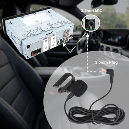 Microphone 3.5mm Mic Handsfree Dash Car Stereo Receiver Replacement for Sony MEX-N5000BT MEX-N5100BT XAV-AX1000 XAV-AX150 XAV-AX3000 XAV-AX3200 XAV-AX3250 XAV-AX5500 XAV-AX5600 XAV-AX7000