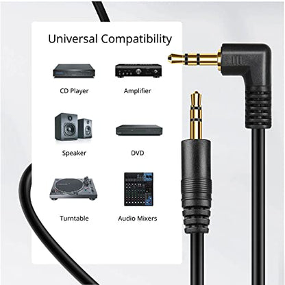 TNP 3.5mm Right Angle Audio Cable, 6 Feet Male-to-Male Aux Headphone Cord - size: 6 Feet