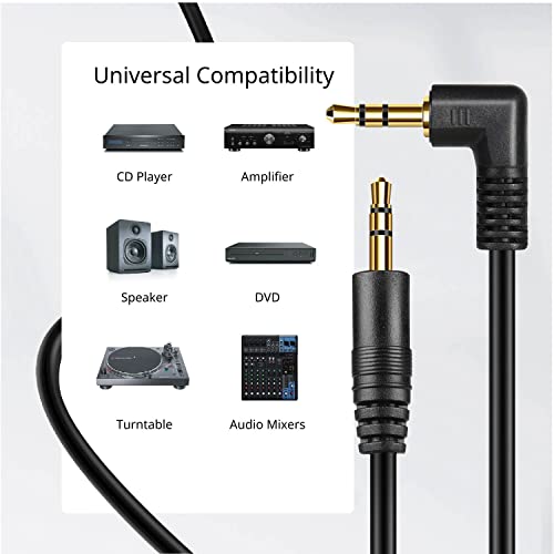 TNP 3.5mm Right Angle Audio Cable, 10 Feet Male-to-Male Aux Headphone Cord - size: 10 Feet