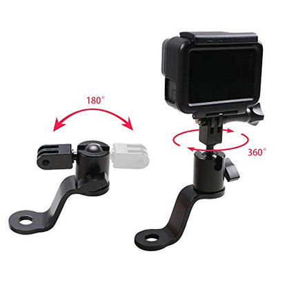 Aluminum Motorcycle Rearview Mirror Mount Bracket Holder Compatible with GoPro Hero 13/12/11/10/9/8/7/6(2018)/5 Black APEMAN AKASO TENKER Campark DJI Osmo Action 6/5 pro/4/3/2 and More