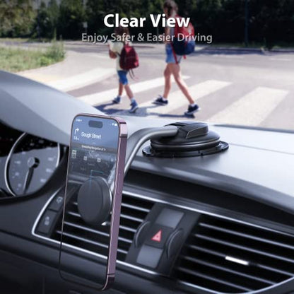 Magnetic Phone Holder for Car, [ Powerful Magnets & Military-Grade Suction] Car Phone Holder Mount Dashboard Windshield Cell Phone Holder Phone Stand for Car iPhone Android Automobile Cradle (Gray) - color: Gray