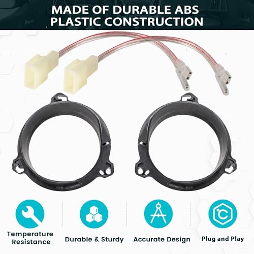 NuIth Door Speakers Adapter with Speaker Wiring Harness Fit for Select 1998-2015 Toyota 4 Runner/RAV4/ Corolla, Scion 2004-2014 Aftermarket Car 6.5 Inch Speaker Adapters Rings Kit