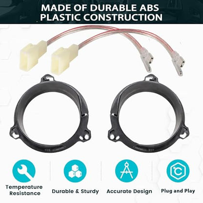 NuIth Door Speakers Adapter with Speaker Wiring Harness Fit for Select 1998-2015 Toyota 4 Runner/RAV4/ Corolla, Scion 2004-2014 Aftermarket Car 6.5 Inch Speaker Adapters Rings Kit
