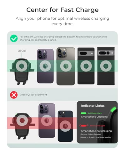 iOttie Easy One Touch Wireless 3 Dash & Windshield Car Mount, 15W Qi Fast Charging Phone Holder, One-Handed Auto Clamp, Adjustable Smartphone Mount for iPhone 17 Pro Max, iPhone 12-17, Samsung, Pixel