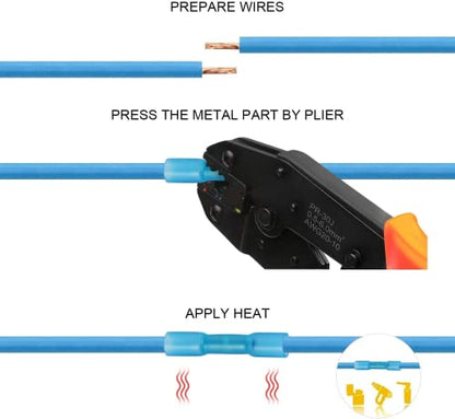 200Pcs Heat Shrink Butt Connectors, Waterproof Insulated Electrical Terminals Kit, Electrical Wire Crimp Connector for Automotive Marine Boat Truck Stereo Joint