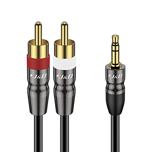 J&D 3.5 mm to Dual RCA Male Stereo Audio Cable, Heavy Duty RCA Cable Gold Plated Copper Shell 3.5mm Male to 2 RCA Male Cable for Smartphone/MP3 Player/Tablet, 6 Feet - size: 6 Feet