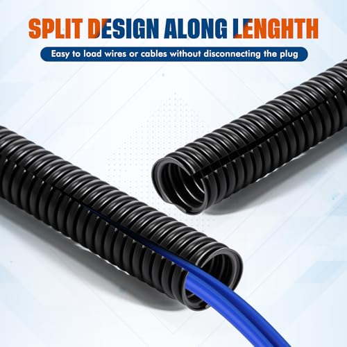 Sasylvia 3/8" X 150ft Split Wire Loom Tubing, Cord Protector - size: 3/8" X 150ft
