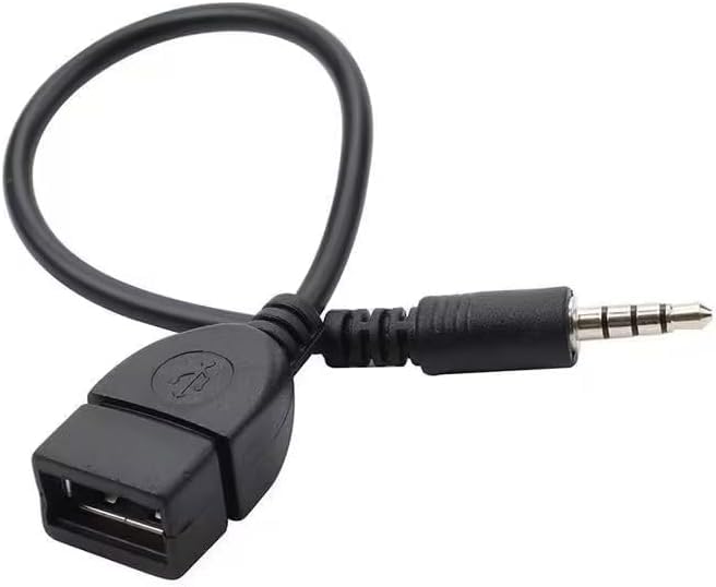 Black USB to AUX Adapter Cable,3.5mm Male AUX Plug to USB 2.0 Female Converter Adapter Cable Cord for Car Aux Port Length Black OTG Adapter Accessories Audio and Video Accessories(20cm/8-inch)