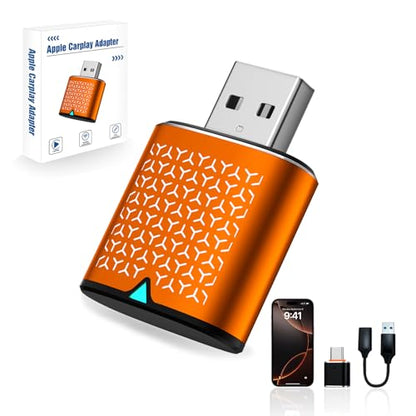 Mini Wireless Carplay Adapter for iPhone - Carplay Wireless Adapter Car Play Dongle Bluetooth, Compatible with iPhone iOS 10+, Stable & No Delay, Orange - color: Orange