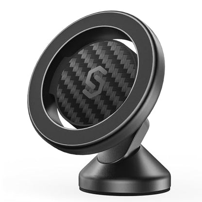 SYNCWIRE MagSafe Car Mount - Flexible Rotation Magnetic Phone Holder for Dash, Strong Magnets, Universal Compatible iPhone, Samsung, Pixel - MagSafe Car Accessories - color: Carbon Fiber