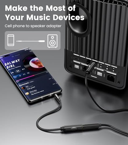 Tisino 1/4 to 3.5mm Adapter, 1/4" Female to 1/8" Male Stereo Audio Adapter for Headphone, Amplifiers, Guitar, Amp etc. - 5ft/1.5m - size: 5 feet