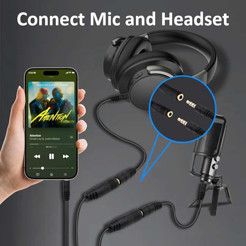 3.5mm TRRS Headphone Splitter Y Cable Adapter 20cm