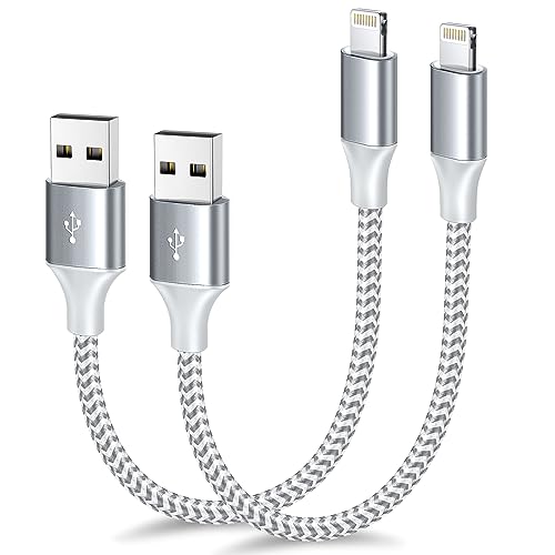 [Apple MFi Certified] Short iPhone Charger 1ft 2Pack,USB A to Lightning - color: silver, size: 2Pack-1FT