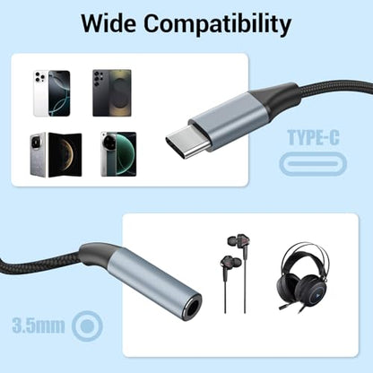 8pcs USB C to 3.5mm Female Headphone Jack Adapter - color: Grey, size: 4.6 IN-4PCS (Pack of 2)