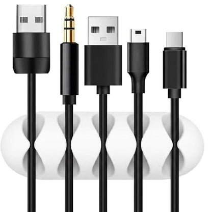Desk Cable Management Cord Organizer, 2 Pack White TPR Self Adhesive Cord Holder Cable Clips, Ideal Cable Organizer Wire Keeper for Desk, Nightstand, Phone Charger, Computer, Home, Office, Car