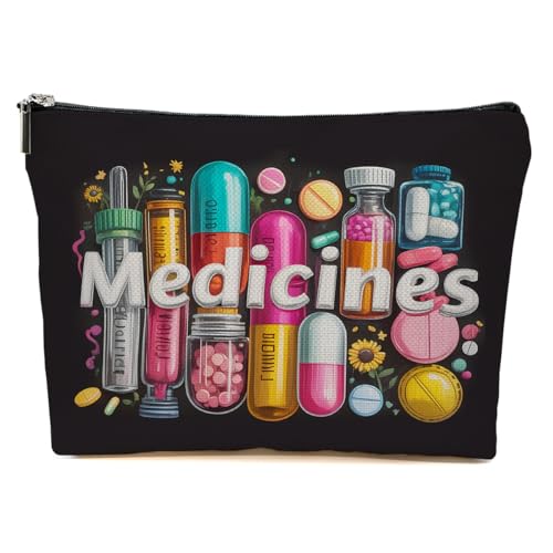 JIUWEIHU Medicine Makeup Bag Gifts，Colorful Medical Themed Cosmetic Bag - color: Multicolor 0076