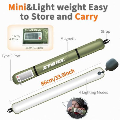 34 inch Inflatable Solar Camping Lantern – USB Rechargeable, IP66 - size: 86cm