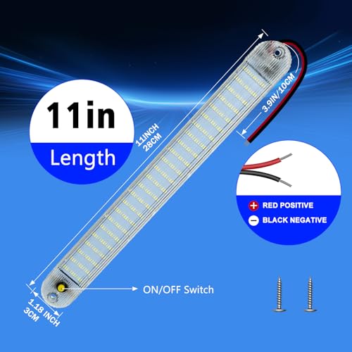 12V Led Interior Light Bar 8 Packs 72Led 6500K White with ON/Off Switch 11Inch 12V 24V for Enclosed Cargo Trailer RV Van Truck Lorry Camper Caravan Motorhome (8Pcs) - size: 8 Packs